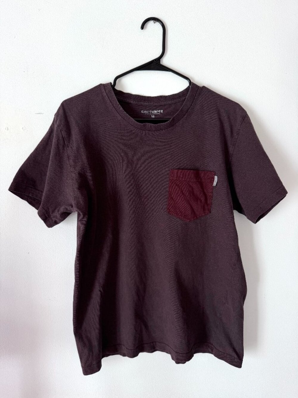 Carhartt WIP deep plum contrast pocket T-shirt